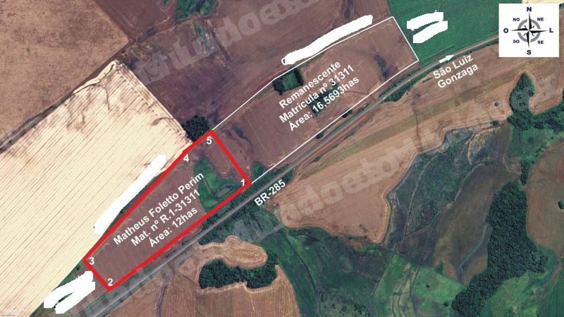 Terreno de 120 m2 em leilao em São Luiz Gonzaga/RS