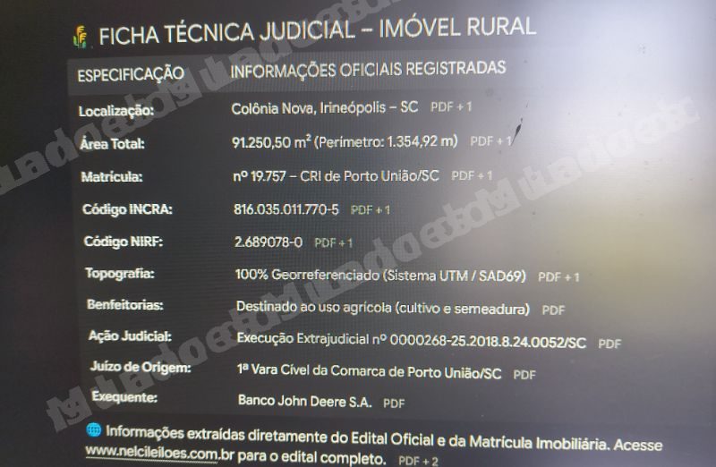Terreno em leilao em Irineópolis/SC