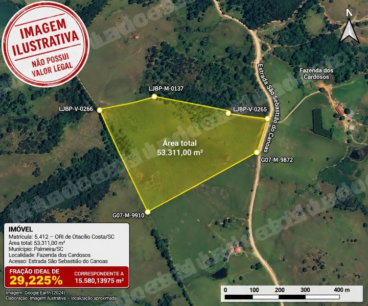 Imóvel rural de 15580 m2 em leilão em Palmeira/SC