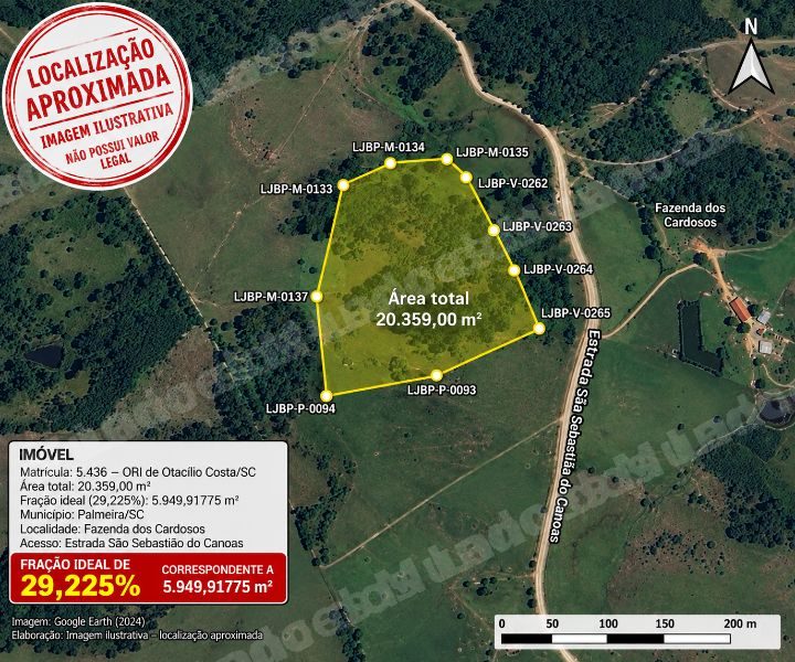 Imóvel de 5950 m2 em leilão em Palmeira/SC